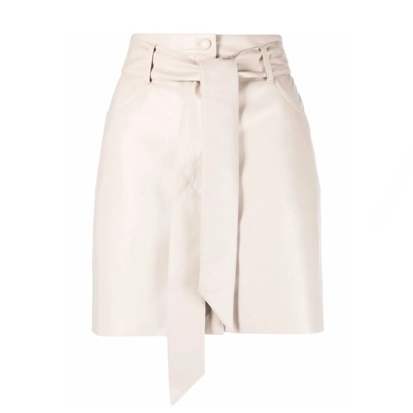 Nanushka beige Meda Vegan Leather Miniskirt Sz L New With Tags - Picture 2 of 14
